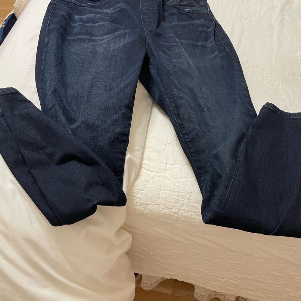Eileen Fisher cotton Deep Indigo Ankle straight leg Jeans large - Picture 2 of 3